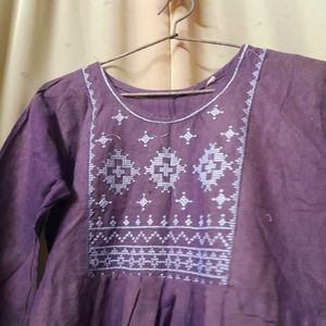 New and Never Used Purple Embroidered Kurta