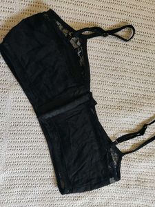 mishki Black Lace Trim Bra