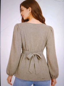 Olive Green Tie-Waist Top