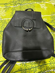 Chic Black Faux Leather Backpack