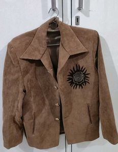 Brown Corduroy Blazer with Sun Design