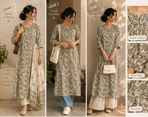 Floral Print Cotton Kurta