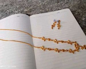 2 Gold Plated Necklace Set With Pretty Earings