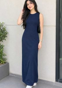 Sleeveless Navy Blue Maxi Dress