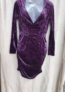 10238. Velvet Deep Neck Mini Dress