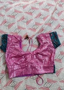 Magenta &amp; Green Saree(Stitched Small Size Blouse)
