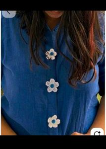 Handmade Crochet Flower Button Blouse