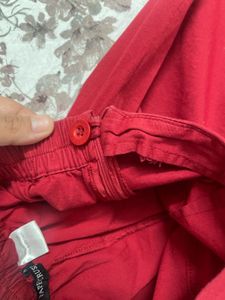 Women's Red Ethnic stretchable plazo pant