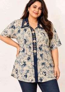 Women's Floral Print Button-Up Top