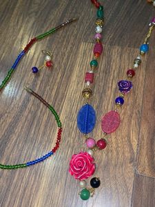Boho Beaded Necklace and Earring Set