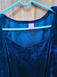 Navy Blue Velvet Dress