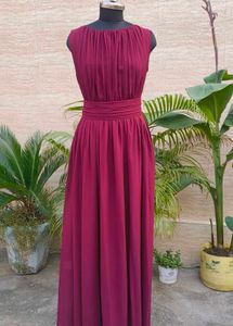 Elegant Maroon Flowy Maxi Dress