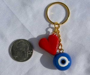 Evil Eye and Heart Keychain
