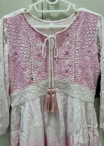 Pink Ombre Kurta with Tassels