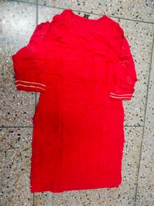 Red Embroidered Tunic Top