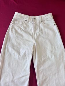 H&amp;M White Wide Leg Jeans