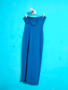 Blue One Shoulder Maxi Dress with Slit
