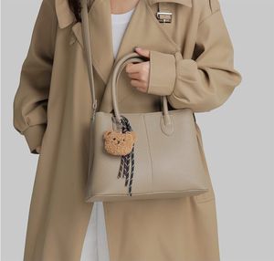 Chic Black Tote Bag with Bear Charm