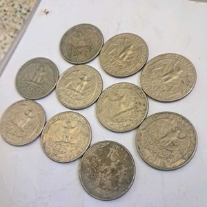 Set of 1980s-90s U.S. quarters