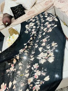 black patch work suit full embroidery