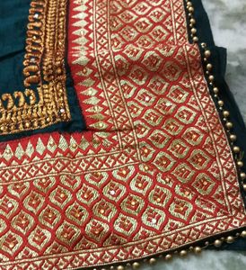 Elegant Teal Embroidered Saree