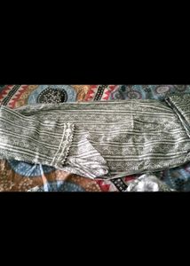 Elegant Grey &amp; White Block Print Kurta