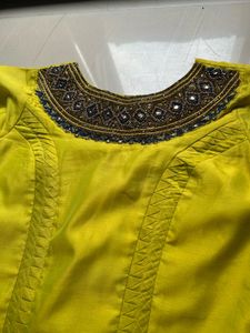 Vibrant Yellow Embroidered Kurta with Dupatta