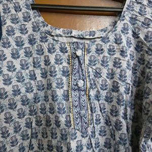 Blue Printed Cotton Kurta (two)