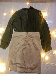 Olive &amp; Beige Color Block Dress