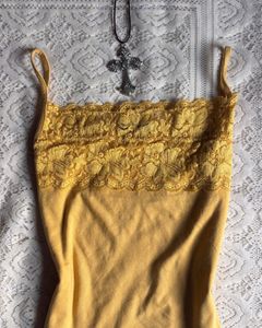 Yellow Lace Trim Cami Top