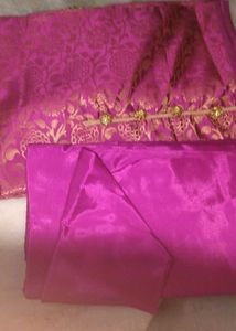 Vibrant Pink Brocade Silk dress material