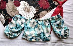 Koovs Pull Sleeve Tie Back Tube Top