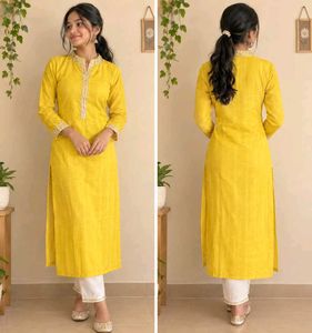 Vibrant Yellow Embroidered Kurta
