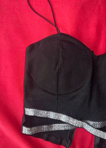 Padded Sparkling Black Crop Top