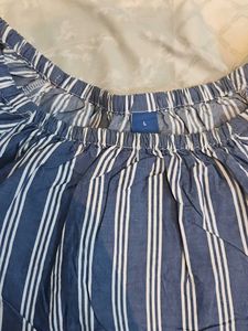 Blue Striped Off-Shoulder Top