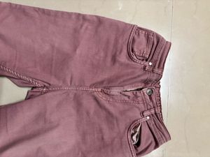 Dusty Rose Cropped Denim capri