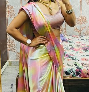 Multicolour Saree Without Blouse