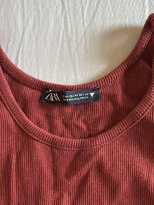 Ribbed Burgundy Crop Tank Top