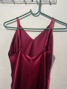 Elegant Red Satin Maxi Dress