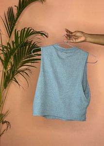 Light Blue Ribbed Sleeveless Top