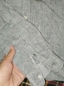 Guess Grey Linen Button-Up Shirt