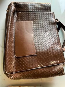 Allen Solly Brown Woven Tote Bag