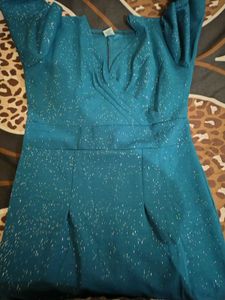 Sparkly Blue V-Neck Dress