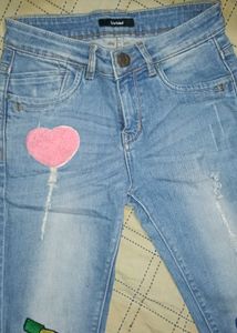 Embroidered Patch Denim Jeans