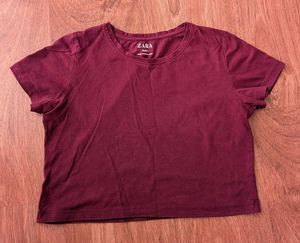 Cotton Maroon Crop Top