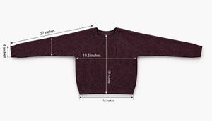 BURGUNDY RIBBED RAGLAN KNIT SWEATER