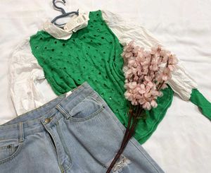 🌷New With Tag Korean Green Shirt A