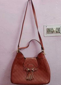 GUCCI GG Logo Leather Shoulder Bag