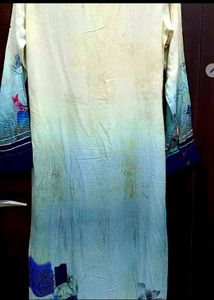 Biba Women Blue &amp; Cream Kurta