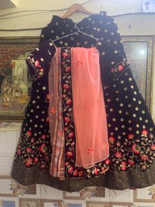 Elegant Black Velvet Lehenga Choli
